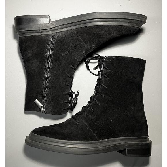 Seychelles Boots Womens Size EU 37 Black Suede Lace Up Side Zip Combat Style - Picture 4 of 10